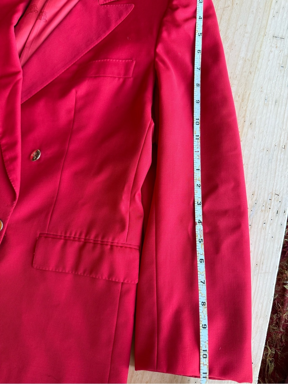 Vintage Burberrys’ Red Double-Breasted Women's Blazer Jacket - Picture 3 of 12